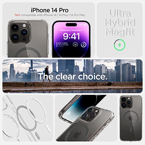 Image of Spigen Ultra Hybrid MagFit Back Cover Case for iPhone 14 Pro, MagSafe Compatible, Air Cushion Technology - PC+TPU | Graphite