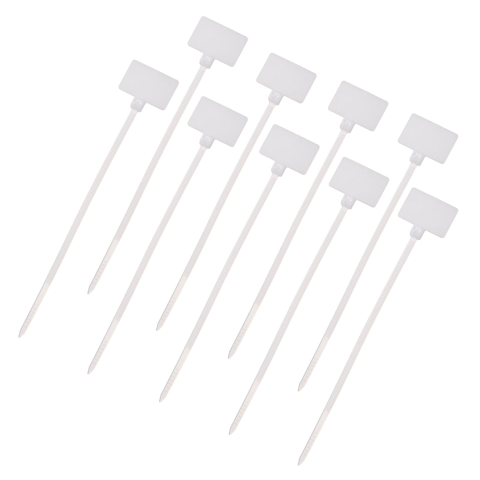 sourcing map 100 Pcs Cable Label Marker Tags, Nylon Cable Zip Tie Tags 8.7 Inch Writable Self-Locking Wire Labels Zip Ties for Organization Marking, White