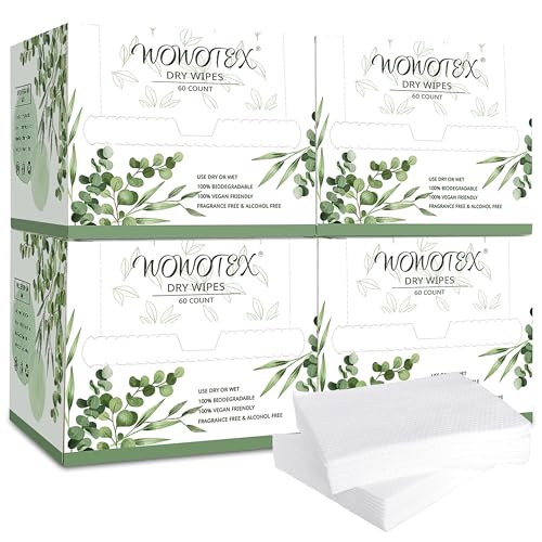 Disposable Face Towels, Biodegradable, 240-count (4 boxes) 10"12"