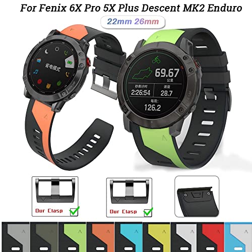 Correa de silicona de 26mm para Garmin Fenix 6X Pro y 5X Plus en color ágata 2
