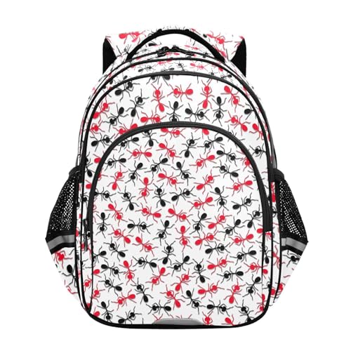 Black and Red Ants Pattern Backpack for Kids Elementary School Bag Boys Girls Bookbag Travel Backpack Daypack