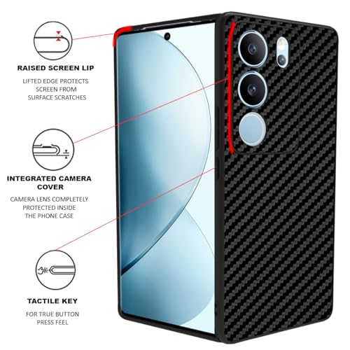 Image of RIGGEAR Sleek Vivo V29, Vivo V29 Pro Back Cover Case (TPU+PC | Black CF)