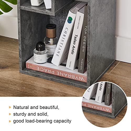 Vecelo 3-Tier Small Bookcase, 4 Cube Bookshelf With Height Difference Shelves For Most Books, Modern Floor Standing Unit, Each Shelf Hold Up To 66 Lbs For Living Room Bedroom, Grey #TOP3
