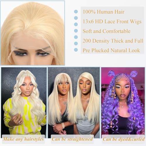 30 Inch 613 13x6 Lace Front Wig Human Hair 200 Density Body Wave Blonde Wig Human Hair Pre Plucked 613 HD Lace Frontal Wig 13x6 Body Wave Wigs With Baby Hair For Women - Image 5