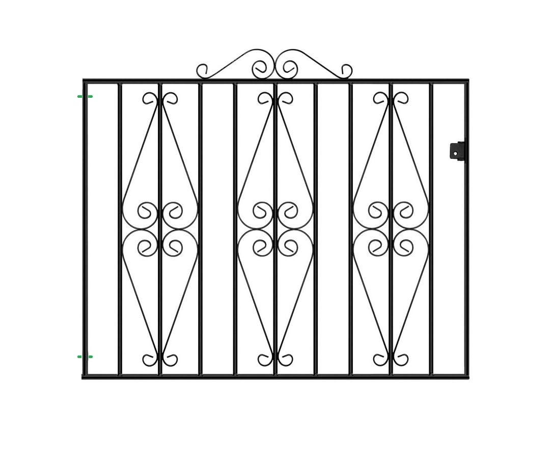Stirling Scroll Metal Garden Gate Galvanised Wrought Iron Style Swing Pedestrian gates (1067mm GAP X 914mm High ST05ZP)