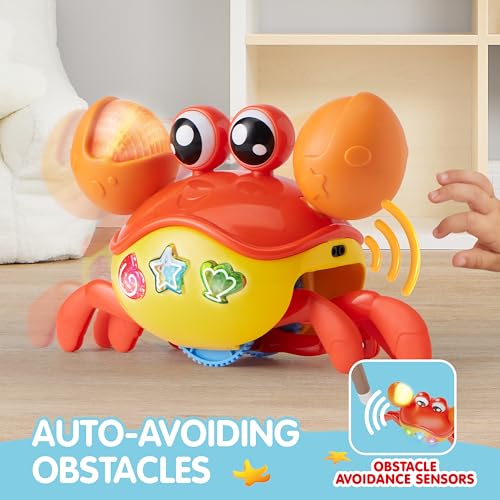 JOYIN Krabbe Babyspielzeug, Musikkrabbe Baby, tanzende Krabbe, Crawling Crab Tummy Time Toy, Geschenk für Geschenk für Neugeborenes Jungen & Mädchen von 0–6, 6–12 und 12–18 Monaten