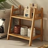2er Set 2 Tiers Küchen Organizer Bambus Nachahmung Rattanweberei Deko, Gewürzregal Küchenregal Stehend Küche Aufbewahrung & Organisation Tee Organizer Tassenhalter Küchenschrank Organizer (40*18*29cm)