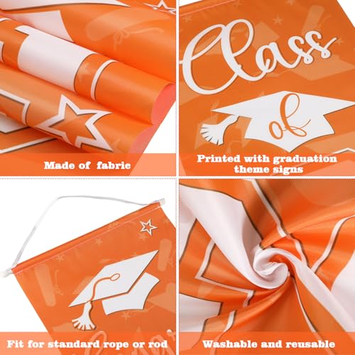 Image of Moukeren 3 Pieces 2026 Graduation Party Decorations Graduation Porch Sign Class of 2026 Grad Hanging Porch Banner Backdrop Door Sign for Grad Party Home Door Wall Decor(Orange)