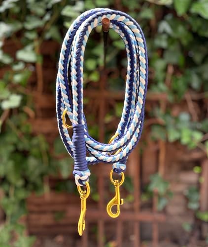 Leisegrün Paracord Hundeleine 2m | Handgefertigte Leine 3-Fach verstellbar | Handmade für kleine und mittelgroße Hunde (Indigo Twist, 2 m) | Farbe: Hellblau-Blau