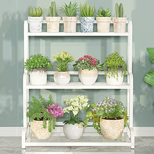 Estantería Escalera, Estantes de 3 Niveles de Metal Blanco para Plantas y Flores, Porta macetas de Interior, Estantería de Esquina para Plantas, Estantes organizadores de Almacenamiento (Size : 80x40