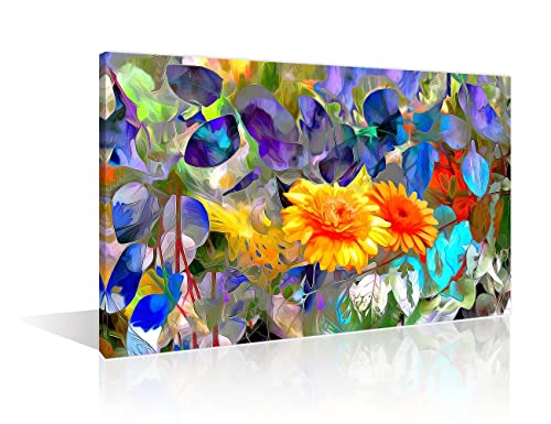 TISHIRONGerbera Canvas Wall Art - Abstract Floral Contemporary Wall Art Posters and Prints - Colorful Flowers Modern Artwork - Ready to Hang for Living Room, Bedroom, Office - 18x12in