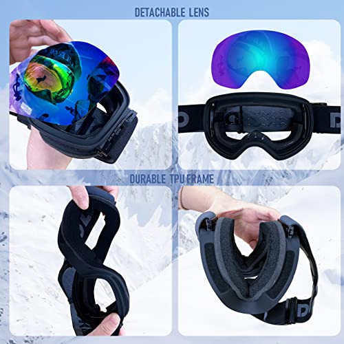 Image of Ski Goggles Anti Fog UV Protection Double Layer Spherical Lens Snow Snowboard Goggles for Women Men Youth
