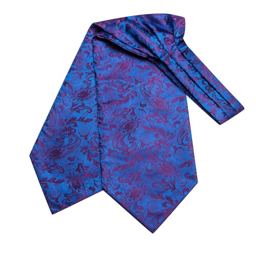 Image of Dubulle Paisley Floral Ascot for Men Self Tie Mens Cravat and Pocket Square Cufflinks Wedding
