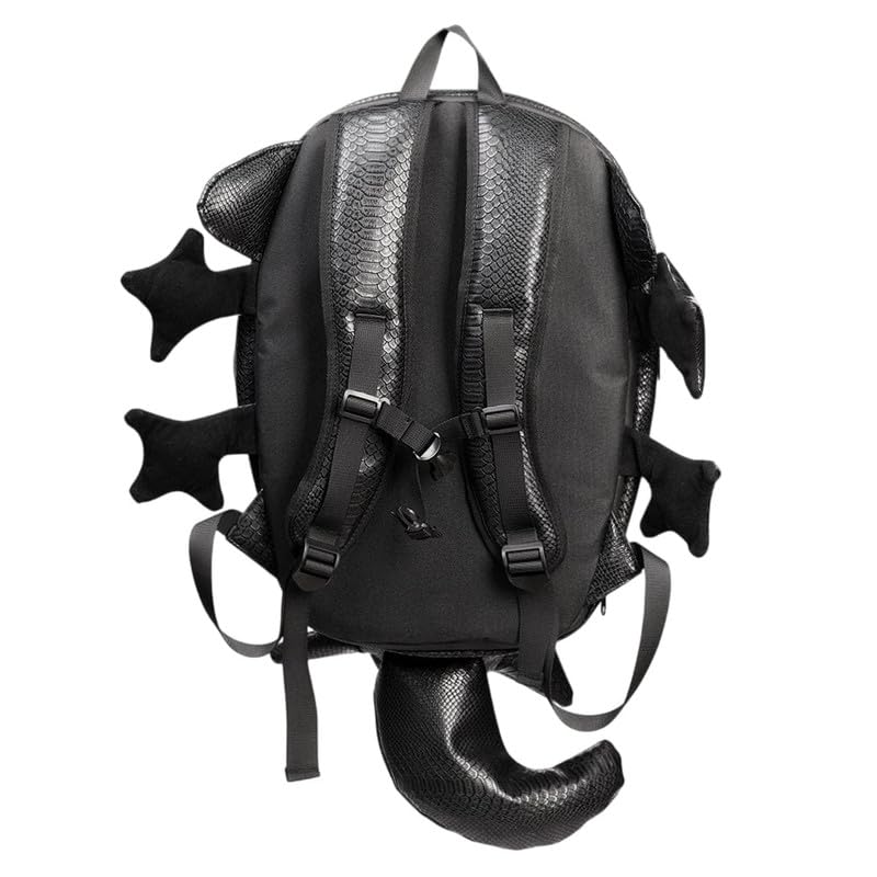RudraRidez Universal Bike Black Lizard Backpack, Faux Leather, Spiked Design with Adjustable Straps Monster pulsur 150DTS-I Type 2 3