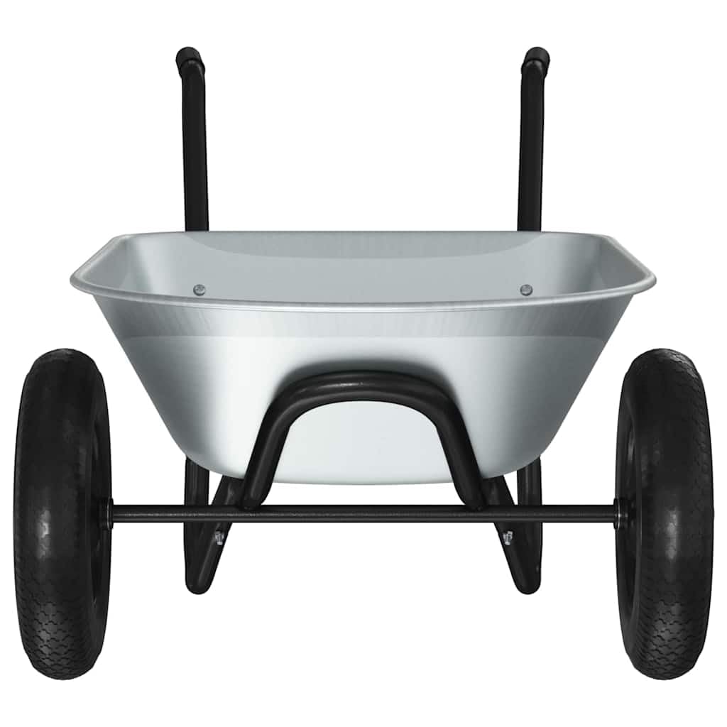 Schubkarre aus Stahl silber schwarz 124 x 73 x 65 cm, 12,5 kg, 110 kg Traglast, wetterbeständig für Gartenarbeit, Rasenpflege, Erde, Kompost, Kies, Holz und Baustelle