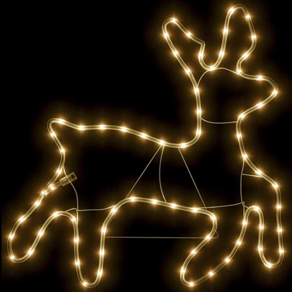 Weihnachts-Rentier Figur mit 72 LED-Lichtern Warmweiß, Metall Dekoration für Garten und Wohnzimmer, 56,9 x 51,8 cm, Wetterfestes Design für Weihnachten