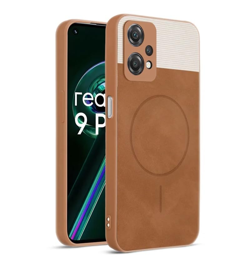 Image of Bintage CASE Dual-Leather Mac Safe Design Phone Case| Soft Touch Finish | Full Camera Protectection Back Cover Compatible for OnePlus Nord CE2 Lite 5G - White & Nut Brown