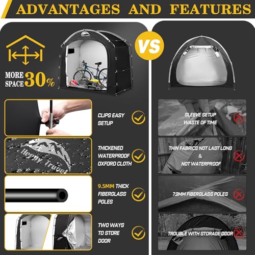 Image of Happy Travel Bike Storage Shed Tent, Waterproof Portable Bicycle Cover Shed