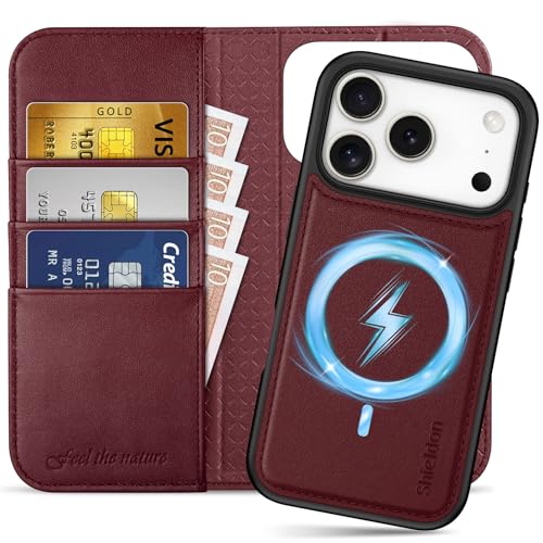 Coque iPhone 17 Pro Shieldon protège écran et cartes RFID étui cuir amovible