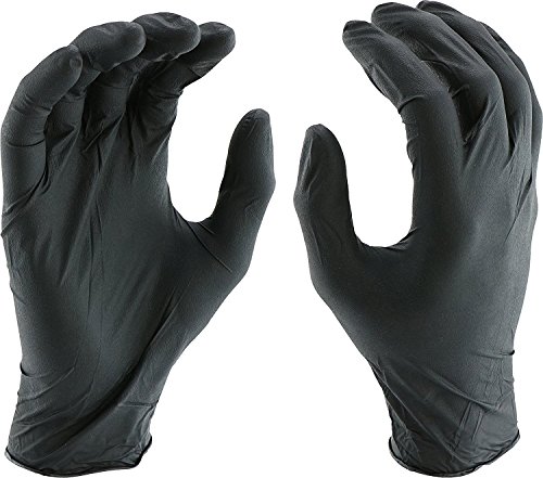 West Chester 2920 Industrial Grade Powder-Free Nitrile Gloves - [Pack of 100] Large, Silicone Free, Beaded Cuff, Ambidextrous PosiShield Gloves in Black