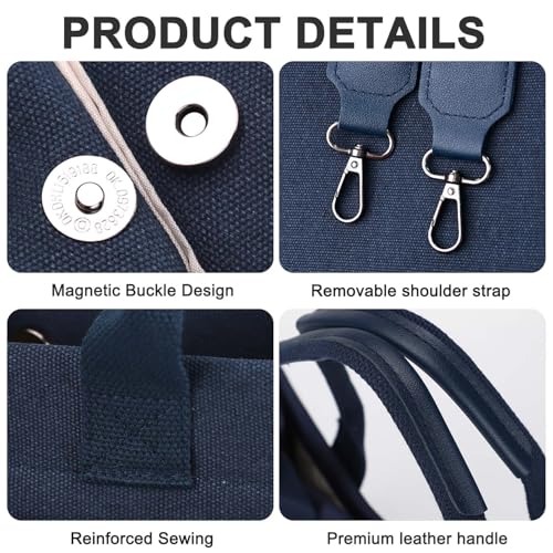 Image of Canvas Tote Bag for Women with Pockets Crossbody Bag Tote Shoulder Handbags Casual Work Bags Everything Tote Bag