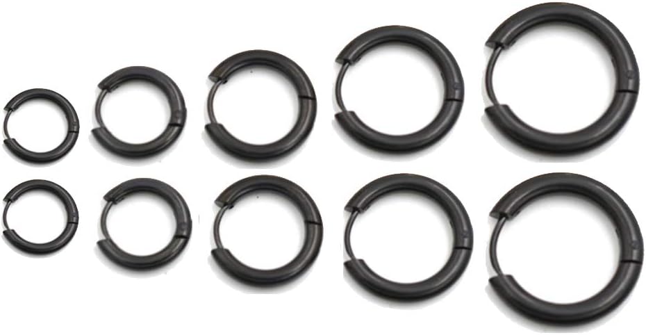 ObertisSmall Hoop Earrings Set for Women Men, 5 Pairs Stainless Steel Endless Hinged Hoop Earrings for Multiple Piercings 8mm 10mm 12mm 14mm 16mm