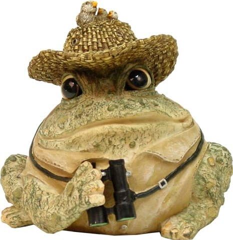 Homestyles Toad Hollow #94030 Figurine Bird Watcher with Naturalist Hat, Vest & Binoculars Character Garden Statue Large 8.5" h Toad Figure Coffee