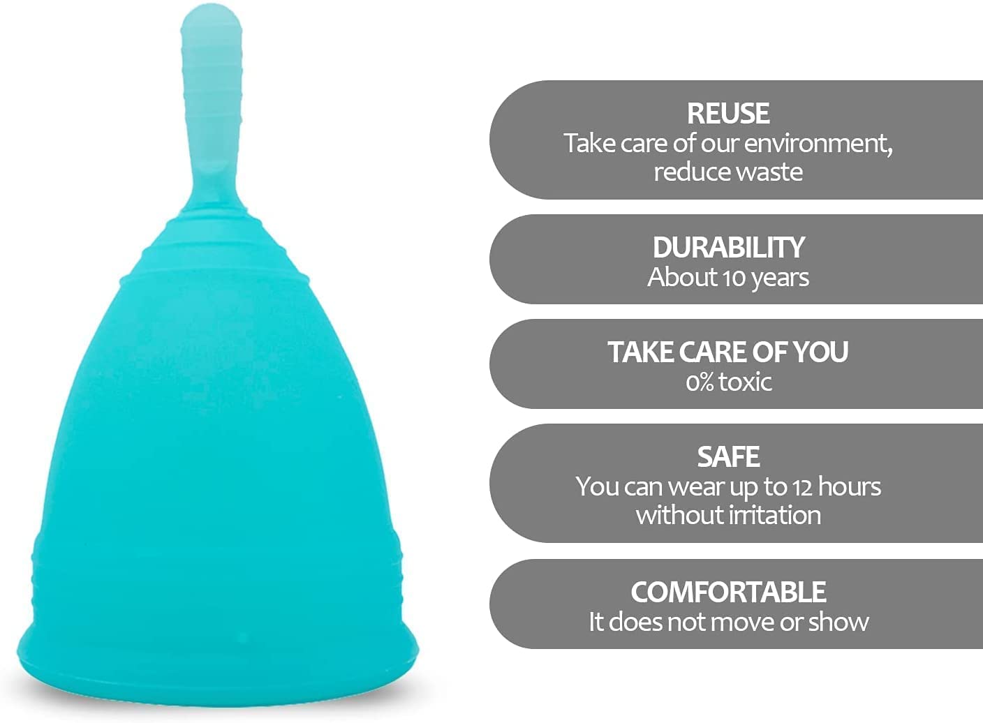 Edicare, Menstruationstasse, Menstrual Cup, Enthält zwei Tassen, 1 Sterilisator und 1 Tragetasche, Medizinisches Silikon, Weich, 100% Sicher (Original Edition, L)
