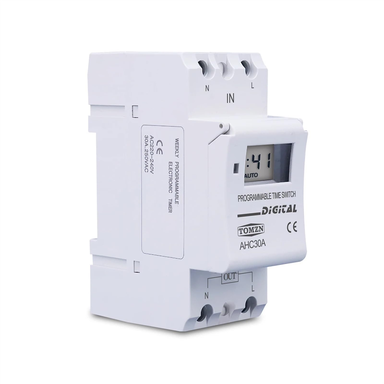 Na szynie DIN jednofazowy tygodniowy 7-dniowy programowalny cyfrowy przekaźnik czasowy wyłącznik czasowy AC 220 V 230 V 12 V 24 V 48 V 16 A (15 A, 220 V AC)