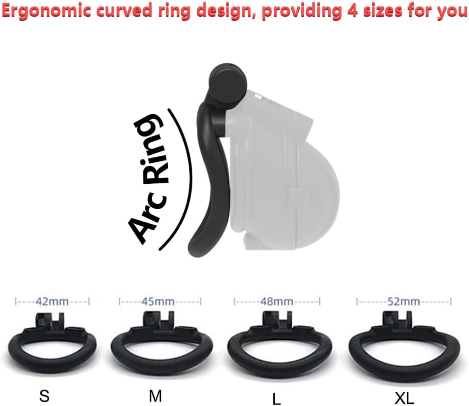 Male BDSM Resin Chastity Device Breathable Cock Cage Upgraded 3D Cage with 4 Arc Rings Set with Spikes Feel The Pain, CBT Chastity Cage Men Abstinence Penis Bondage SM Extreme Fetish Sex Toy