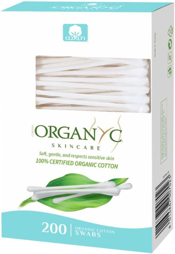 Organyc 100% Certified Organic Cotton Swabs - No Man-Made Materials, 200 Count, White