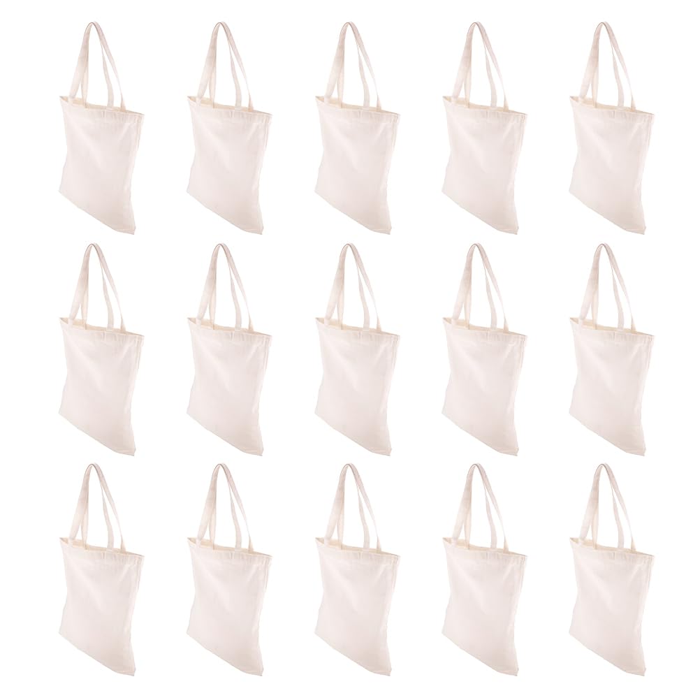 Alipis 50 Bolsas de Lona Reutilizables Beige para Compra, 40x35 Cm