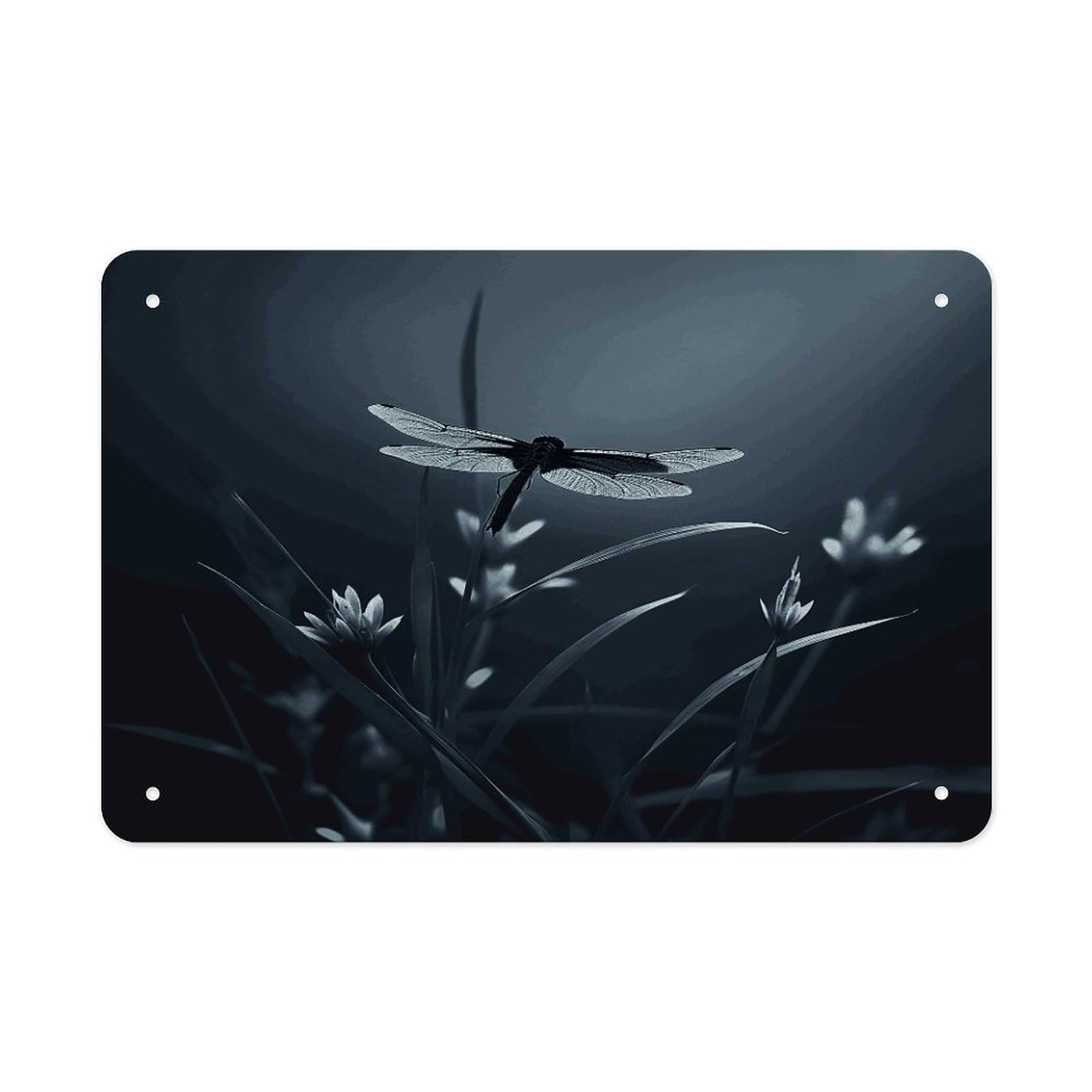 Fodpand Style Dragonfly Silhouette Wall Art Metal Signs Tin Sign