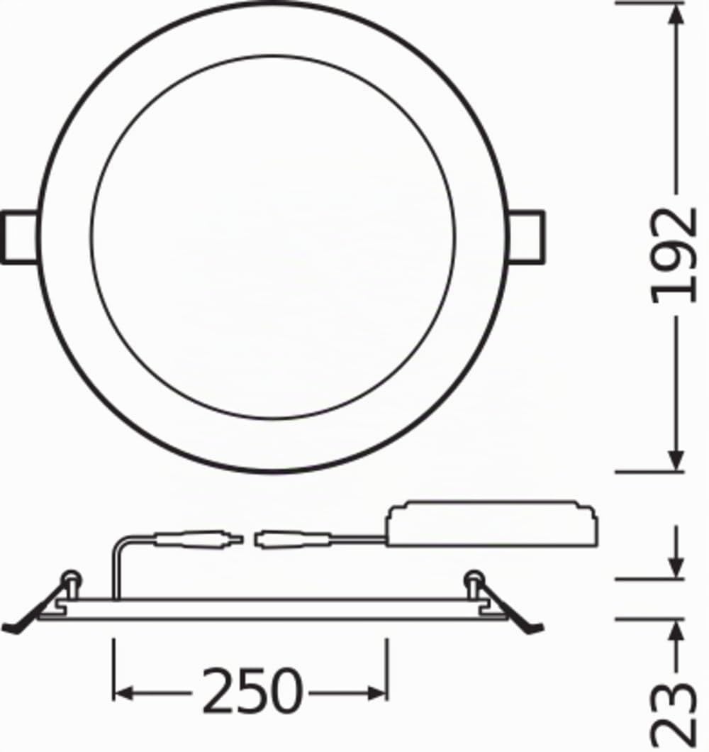LEDVANCE LED Downlight | Leuchte für Innenanwendungen | Warmweiß | 200,0 mm x 23,0 mm | DOWNLIGHT SLIM ALU
