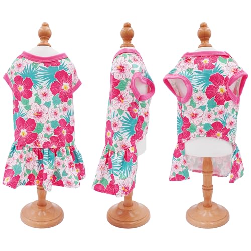 4PCS Dog Dresses Shirts for Small Dogs Girl Female Pink Purple Red Puppies Doggies Kittens Skirts Summer Clothes Pet Apparel Floral Sundress Small Daisy Unicorn Stretchable Outfit S - Image 4