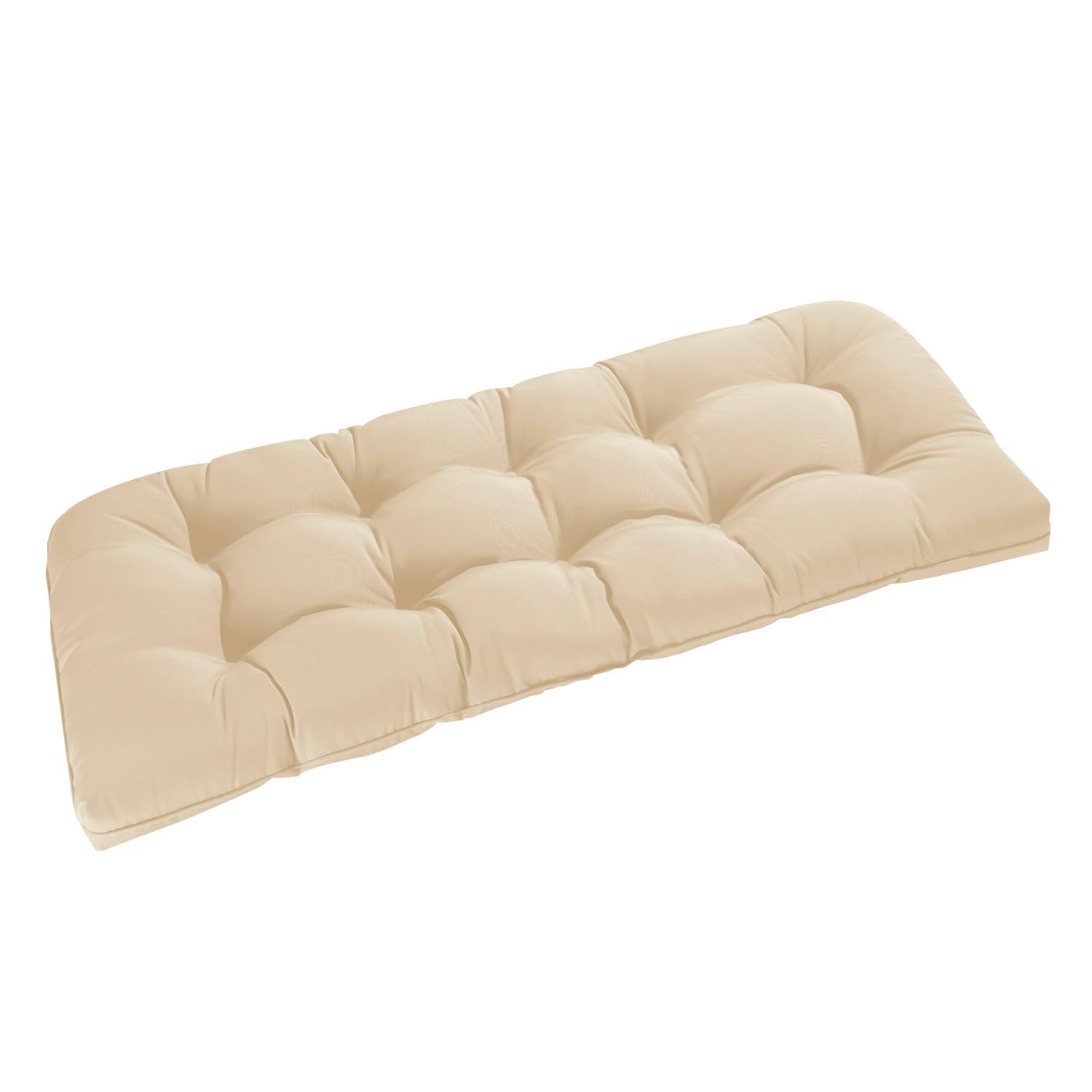 Photo 1 of downluxe Outdoor Bench Cushion for Patio Furniture, Water Resistant Tufted Overstuffed Porch Swing Cushions, Thick Outdoor Loveseat Cushions, 44" X 19" X 5", Beige, Set of 1
