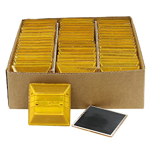 Peel-N-Stick Yellow Reflective Road Driveway Marker (50 Pack) - Yellow Pavement Markers - Yellow Reflective Road Marker