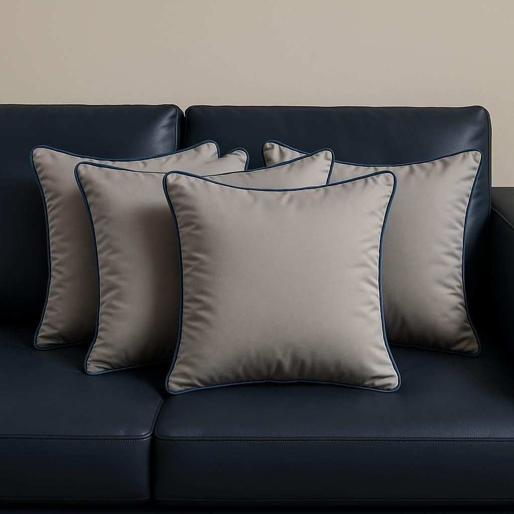 Wakefit Cushion for Sofa | Super Soft Fabric Cushion Pillow, Throw Pillow for Sofa | Premium Fresh Hollow Fibre Filling | 16x16 Inches | Grey | Set of 5