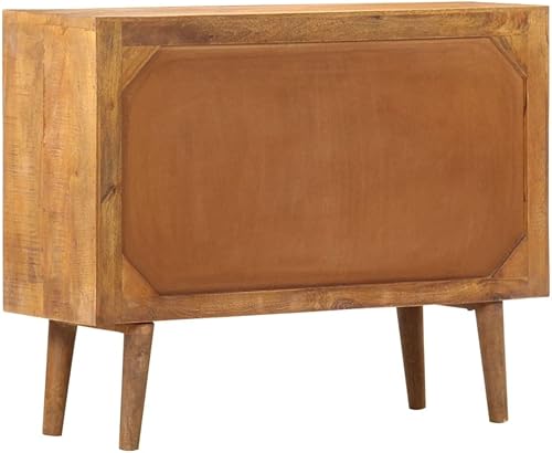 Miniatura 7 de vidaXL Aparador de madera de mango macizo con patrón impreso, inspirado en mediados de siglo, pulido y lacado, accesorio de pared seguro, amplio