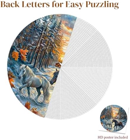Kaayeewood Jigsaw Puzzles for Adults 1000 Pieces Maple Horse Puzzle Round Challenging Landscape Puzzle Gifts for Game Night Room Decor 14+ - 4