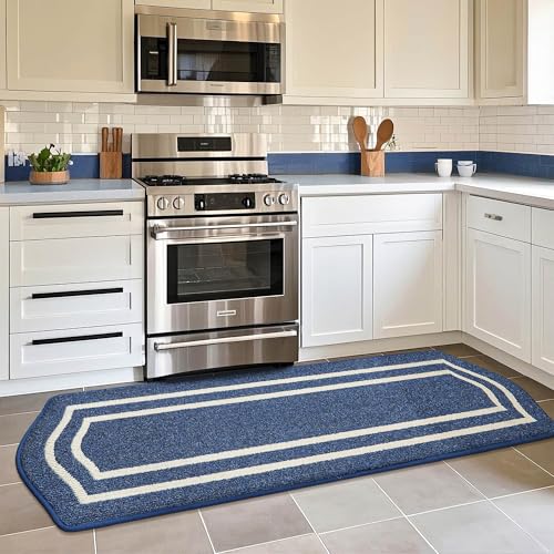 COSY HOMEER Long Kitchen Mat 24x79 in Non-Slip Blue