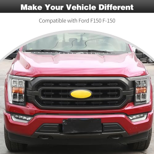 Image of CheroCar for F150 Emblem Cover Trim,Logo Back Badge Decoration Cover Trim Compatible with Ford F150 F-150,Yellow