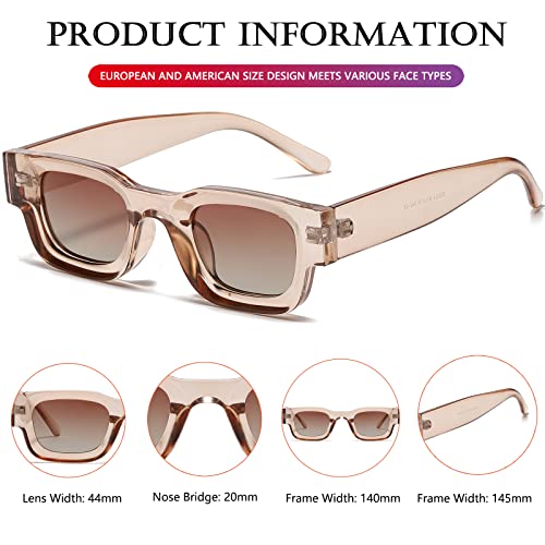 Image of AIEYEZO Modern Thick Rectangle Sunglasses for Women Men 90s Retro Chunky Square Polarized Sun Glasses UV400 Protection
