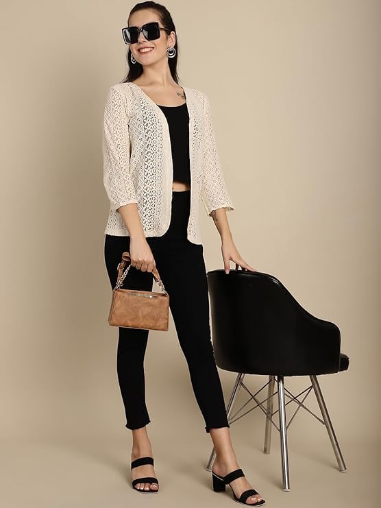 Image of I Cotton Shrug I Round Neck Shrug I 3 /4 Sleeve Shrug I Shrug for Women I Shrug for Girls I Shrug I Women Shrug I