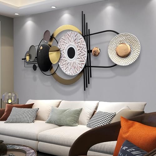 Large Modern Metal Wall Art for Living Room,Geometric Decor 59x24...