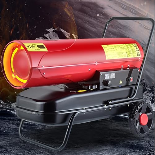 LBMED Calentadores Bajo Consumo 50KW,Calentador Diésel Comercial Industrial con Tanque Combustible 56L Y Salida Aire 27cm,Control Temperatura Preciso 1°C,área Calefacción 200-300m²,Uniforme 360°