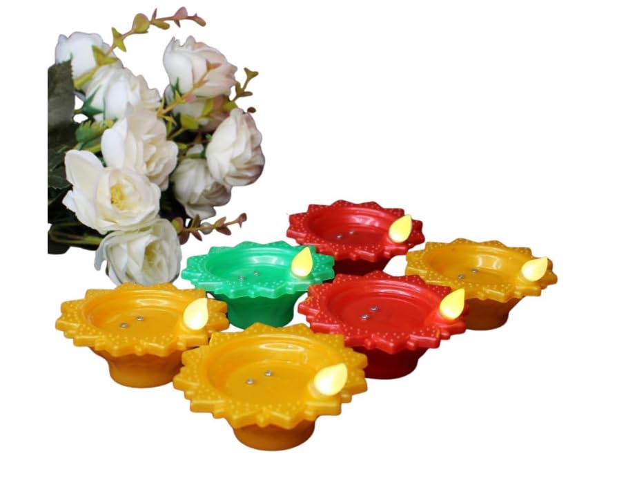 12-Pack Flower Water Sensor LED Diyas Candle, Multicolour | Warm Flickering Light, 50+ Hours Battery Life, No Oil or Smoke, Reusable Design, Festival Home Decor-image-34