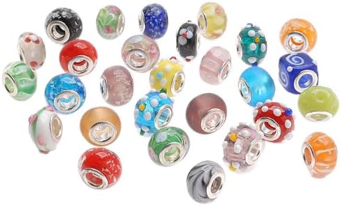 Beadaholique Glass Lampwork European Style Beads, Assorted Shapes and Colors, Clear