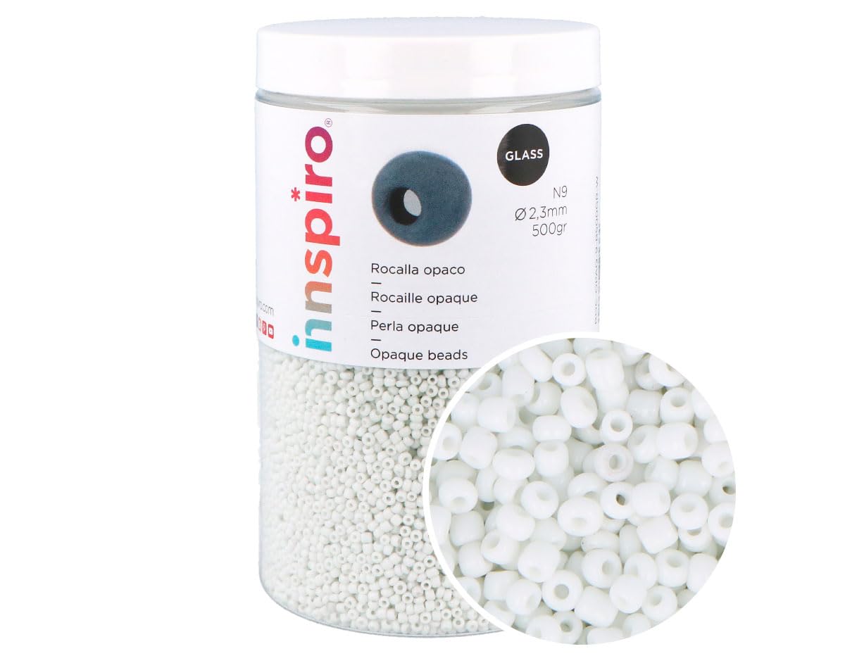 INNSPIRO Round Glass Rock Opaque White 2.3 mm 500 g Approx. N9