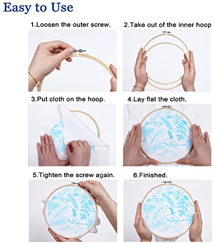 Armindou 3 Sets Embroidery Starter Kits With Leaves Pattern For Adults Beginners, Cactus Stamped Cross Stitch Kit Hand Diy Needlepoint Kit, 3 Embroidery Hoops, 3 Embroidery Fabric, Needles And Threads #TOP6